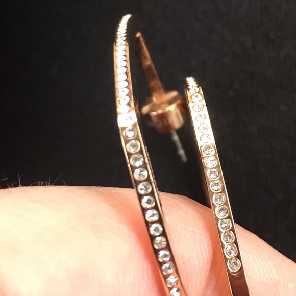 Authentic Square Michael Kors Diamond Gold Hoops - Picture 6 of 8